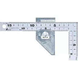 Shinwa Rules Wide Silver Thick Curved Metal Square Scale with 8 Steps, 61504608-10