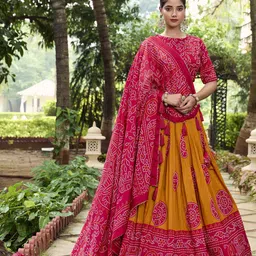 LOOKNBOOK ART Printed Ready to Wear Lehenga & Unstitched Blouse With Dupatta-picture-51