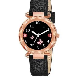 LAKSH Women Black Butterfly Design Leather Strap Analogue Watch-picture-15