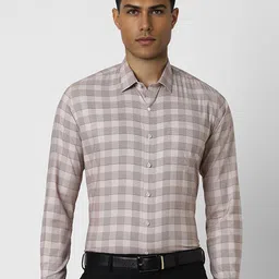 Van Heusen Men Spread Collar Checked Cotton Slim Fit Formal Shirt-image-54