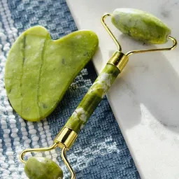 PURRPALAX Set Of 2 Jade Roller & Gua Sha Stone For Fine Lines & Puffiness-picture-2