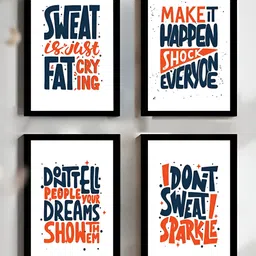 Art Street Black & White 4 Piece Synthetic Wood Other Wall Paintings-picture-20