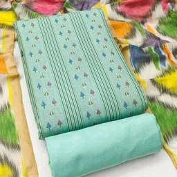 Panzora Geometric Woven Design Cotton Jacquard Unstitched Dress Material image 3