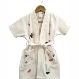 GAB Kids Printed Pure Cotton Shawl Neck Bath Robe With Belt-20