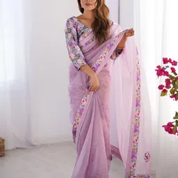 Kalista Aarti Embellished Organza Saree with Tassels-image-81