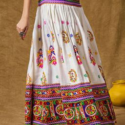 SALWAR STUDIO Embroidered Flared Maxi Skirt-image-27