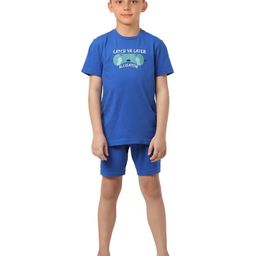Jack & Jones Junior Half Sleeves T-Shirt & Shorts Set Graphic Print - Blue-picture-1