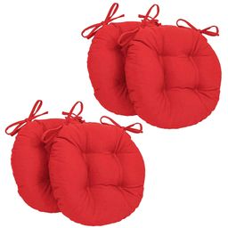 Angel Mommy Ultra Soft Round Twill Dining Chair Sofa Floor Seat & Back Cushions with Ties Set Of 4 - Red-28