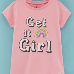 Ollypop Cotton Sinker Half Sleeves Tee Text Print - Pink-picture-15
