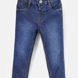 Babyhug Cotton Full Length Stretchable Denim Jeans with Fly Open with Zipper Fly With Zipper - MidBlue-image-59