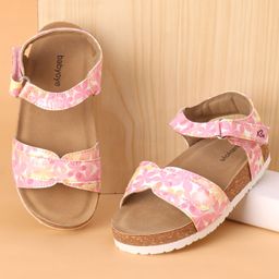 Babyoye Velcro Closure Sandals with Floral Design - Pink-picture-24