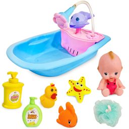 FunBlast Baby Bath Tub Toy with Shower Spray & Chu Chu Sound Toys  8 Pcs Blue-17