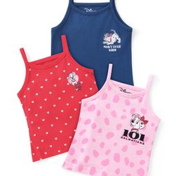 Babyhug Disney Cotton Knit Singlet Sleeves Slips with Heart & 101 Dalmatians Graphics Pack of 3 - Red Pink & Navy Blue-image-15