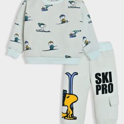 Mi Arcus Peanuts Featuring Full Sleeves Snoopy Printed Coordinating Sweatshirt & Joggers Set- Sky Blue-image-67