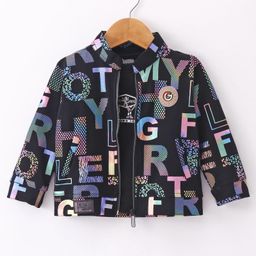 Dapper Dudes Full Sleeves Alphabets Printed Jacket With Tee Set - Black-image-6