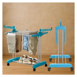 JD FRESH Stainless Steel 2 Tier Foldable Clothes Drying Stand for Home - Blue-49