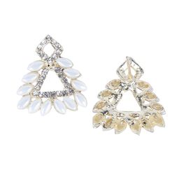 PUJVI Artificial Stones Studded Triangular Shaped Drop Earrings image 5
