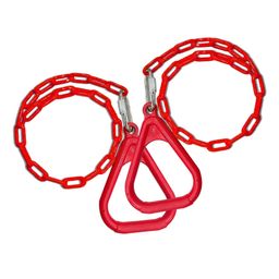 Hop N Play Triangular Gymnastic Pull Up Rings Set for Children with 1 Meter Plastic Coated Chains - Red image 2