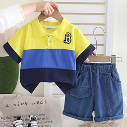 INCLUD Boys Colourblocked Polo Collar T-Shirt With Shorts-image-15