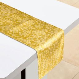 Home Centre Drake Harvey Yellow & White Floral Printed Reversible Table Runner-image-99