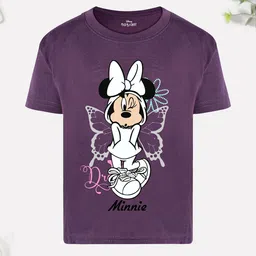 Disney By Miss and Chief Girls Minnie Mouse Printed Bio Finish Applique T-shirt-image-65