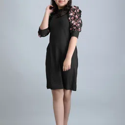 STARWORD Girls Printed Puff Sleeve Round Neck Sheath Dress-image-64