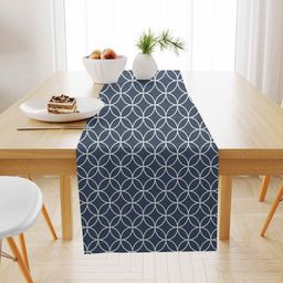 STITCHNEST Grey Melange & White Printed Table Runner-18