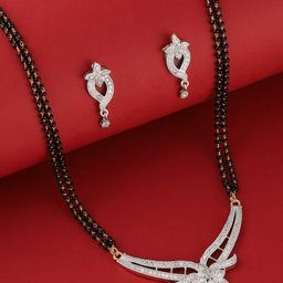 Bhagya Lakshmi Bhagya Lakshmi women's pride Traditional AD stone for women Silver-Plated Alloy Mangalsutra-image-98