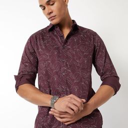 max Men Floral Printed Spread Collar Pure Cotton Casual Shirt-picture-1