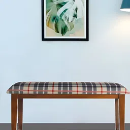 GLOBALLY INDIAN Brown & Beige Printed Wooden 2-Seater Dining Bench-1