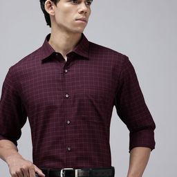 Park Avenue Pure Cotton Slim Fit Checked Textured Formal Shirt-image-54