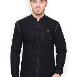 Kuons Avenue Men Black Smart Slim Fit Solid Casual Shirt-image-90