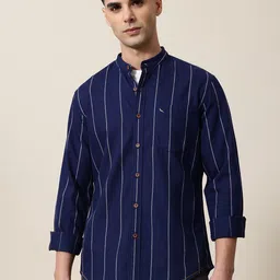 Mr Bowerbird Men Premium Tailored Fit Striped Pure Cotton Casual Shirt-image-13
