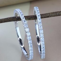 I Jewels Set of 2 Sliver Plated Cubic Zirconia Stone Studded Bangles-image-18