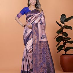 V3 FASHION STUDIO Ethnic Motifs Zari Banarasi Saree-image-90