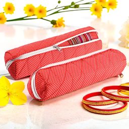 Aura Red 2 Pieces Polka Dots Single-Rod Bangles Organisers-12