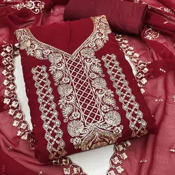 Maroosh Floral Embroidered Sequinned Georgette Unstitched Dress Material-image-15