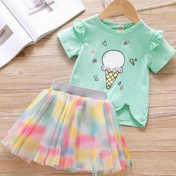 Hikuj Girls Lime Green Cotton Blend Clothing Set-image-91