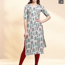 HERE&NOW Women Ethnic Motifs Printed Crepe Kurta-40
