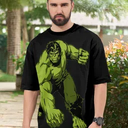 Metronaut Men Hulk Graphic Printed Round Neck Cotton Oversized T-shirt-picture-15
