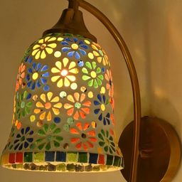 SOMIL Multicoloured Printed Glass Cylinder Shaped Wall Lamp-26