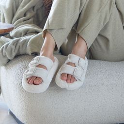 CAI Women Fuzzy Open Toe Slides-35