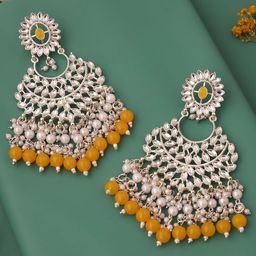 Anouk Gold-Plated Artificial Stones And Beaded Contemporary Shaped Drop Earrings image 5