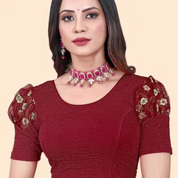 SHREEJI DESIGNER Woven Design Strechable Saree Blouse-50