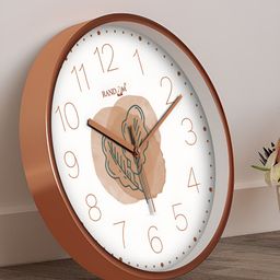 RANDOM White & Orange Printed Round Contemporary Analogue Wall Clock-39