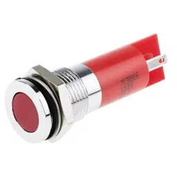 RS PRO Red Panel Mount Indicator 12V DC, Mounting Hole Size 14 mm, Termination Type Solder Tab, IP Rating IP67, Model No 7038816-11