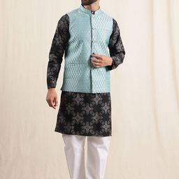 Anouk Men Ethnic Motifs Printed Kurta with Pyjamas & Nehru Jacket-image-7