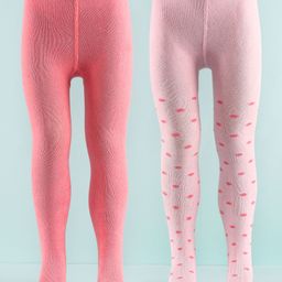 Honeyhap Premium Cotton Super Soft Stretchable Self Knitted Tights With Silvadur Finish Pack Of 2 - Geranium Pink & Almond Blossom-image-65