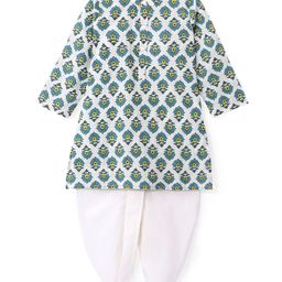 Babyhug 100% Cambric Full Sleeve Printed Kurta With Solid Dhoti Set - White-image-66