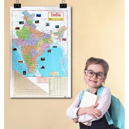 INDIA MAP MY FIRST POLITICAL AND PHYSICAL EDUCATIONAL WALL CHART FOR KIDS BOTH SIDE LAMINATED-image-38